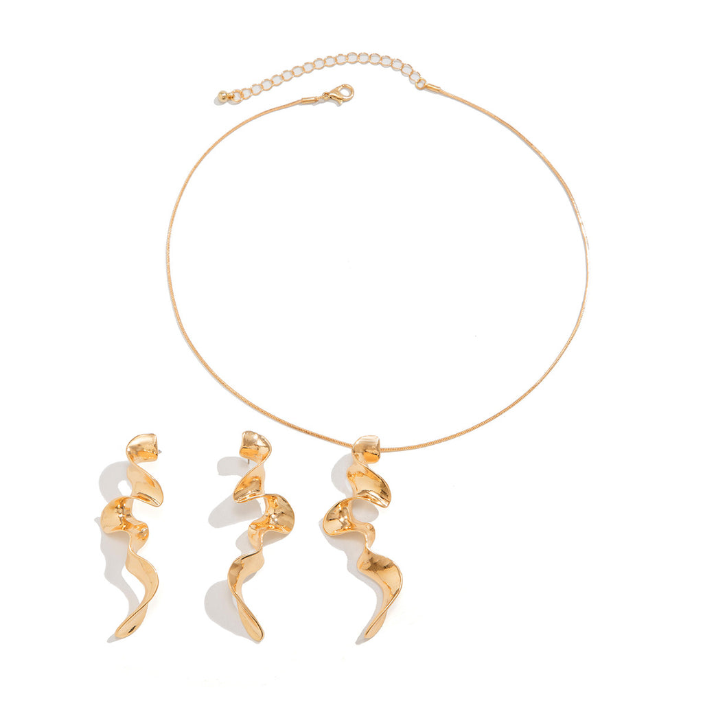 Cold Wind Geometric Twist Design Necklace Spiral Liquid Metal Necklace