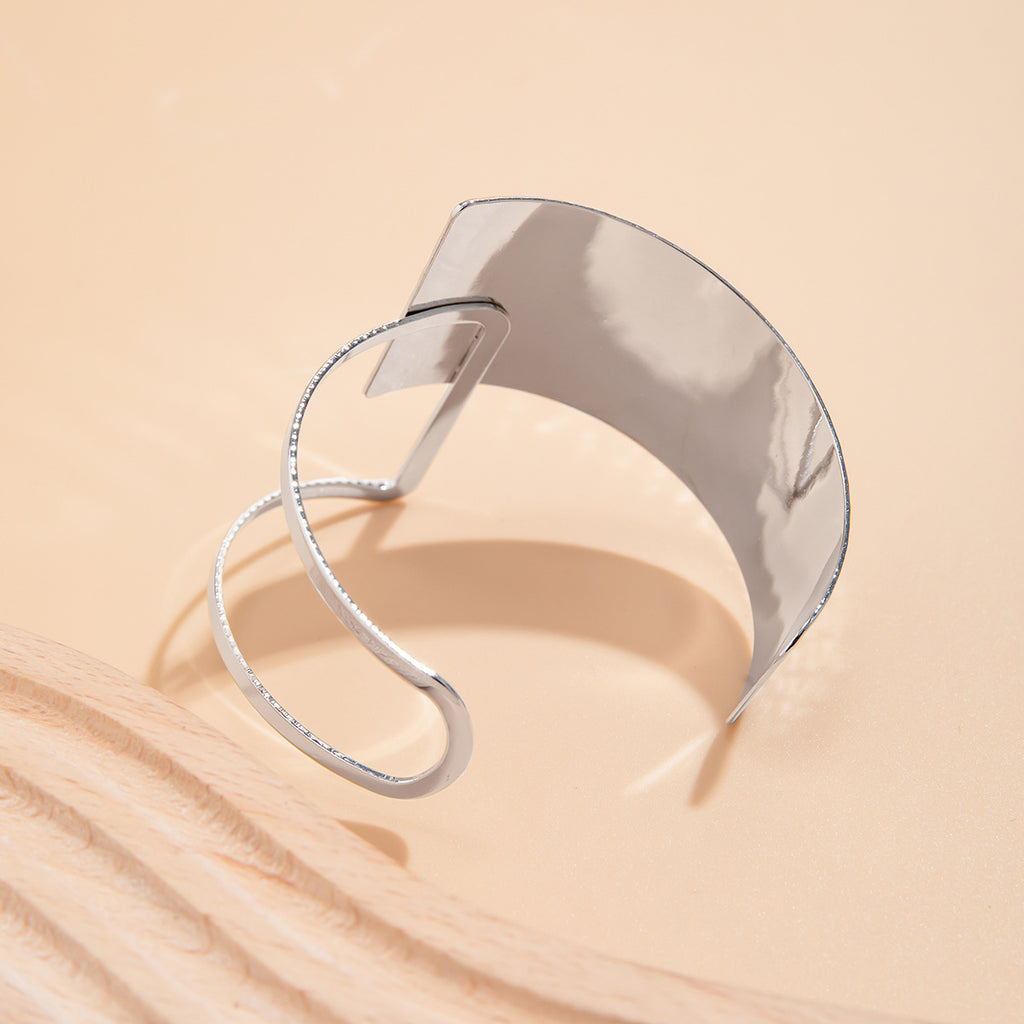 Irregular personality hollow Bracelet geometric water ripple metal wide face bracelet for women