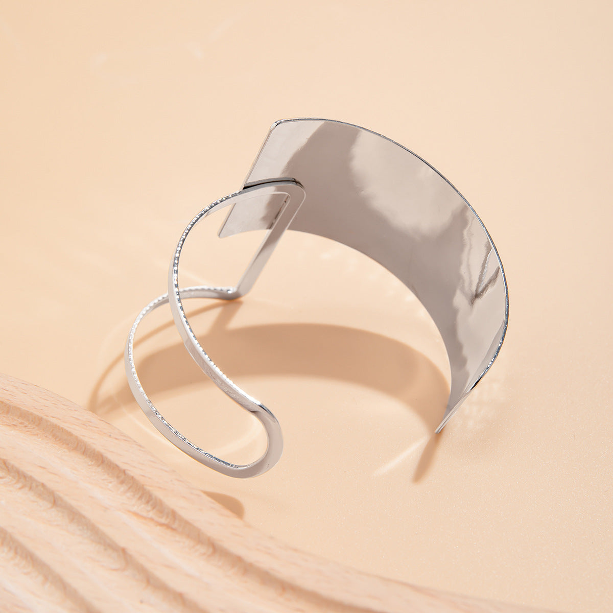 Irregular personality hollow Bracelet geometric water ripple metal wide face bracelet for women