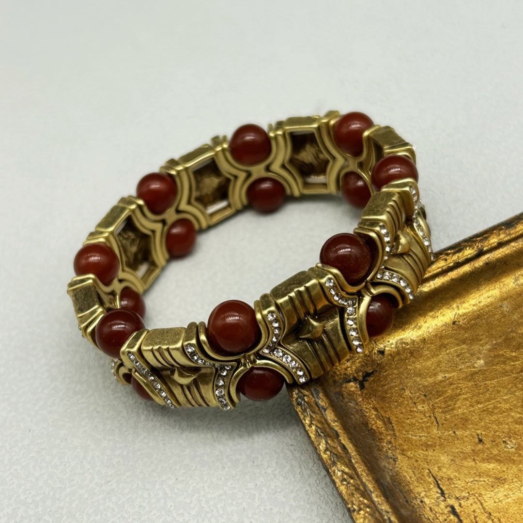 Vintage pearl agate stone bracelet simple and fashionable versatile making vintage jewelry