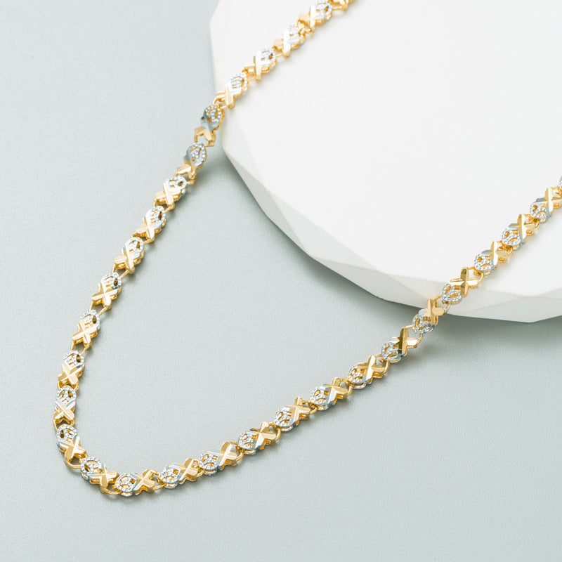 New Titanium Steel Necklace Female Senior Design Sense Two-Color Splicing Collarbone Chain Necklace With Jewelry