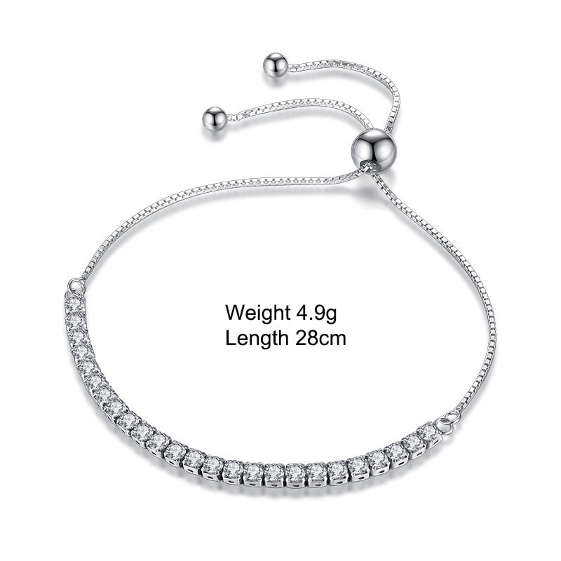 Sterling Silver Sparkling Strand Bracelet Women Link Tennis Bracelet Silver Jewelry VBS4087