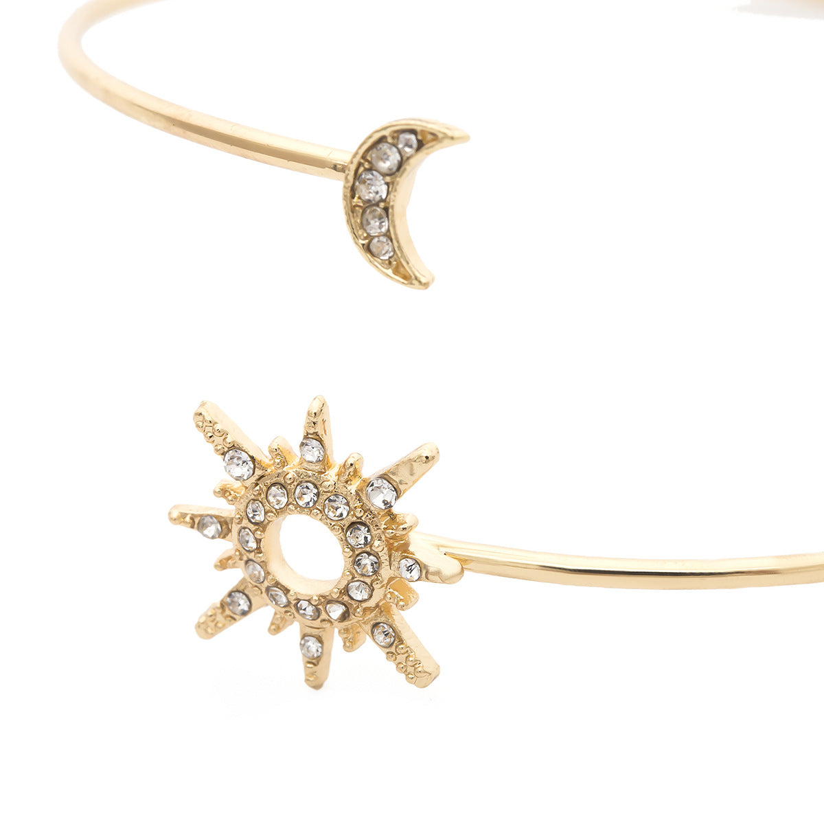 Jewelry Geometric Zircon Adjustable Bracelet For Women Simple Micro-Set Sun And Moon Arm Bracelet