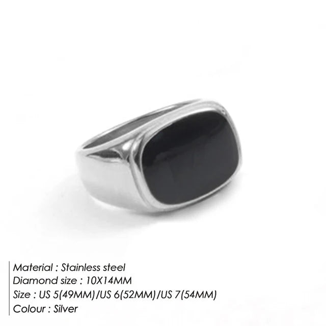 Square Vintage Shell Ladies Ring Stainless Steel White Gold Color Large Chunky Ring Party Jewelry Accessories Gift Dinner