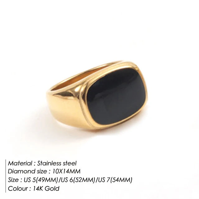 Square Vintage Shell Ladies Ring Stainless Steel White Gold Color Large Chunky Ring Party Jewelry Accessories Gift Dinner
