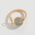 European and American Natural Stone Ring Handmade 4K Gold Wrapped Wire Wound Copper Plated Vintage Plus Natural Stone Ring