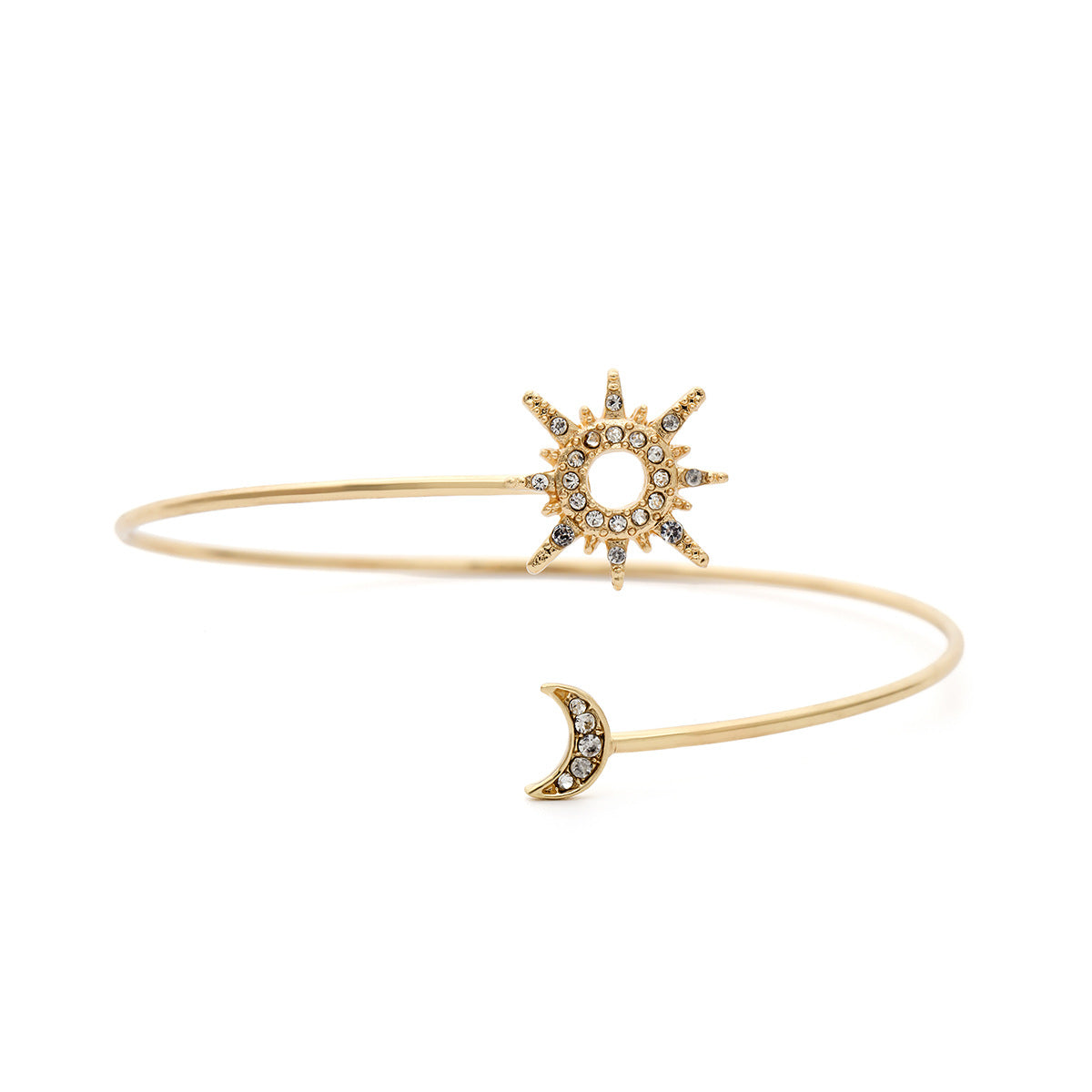Jewelry Geometric Zircon Adjustable Bracelet For Women Simple Micro-Set Sun And Moon Arm Bracelet