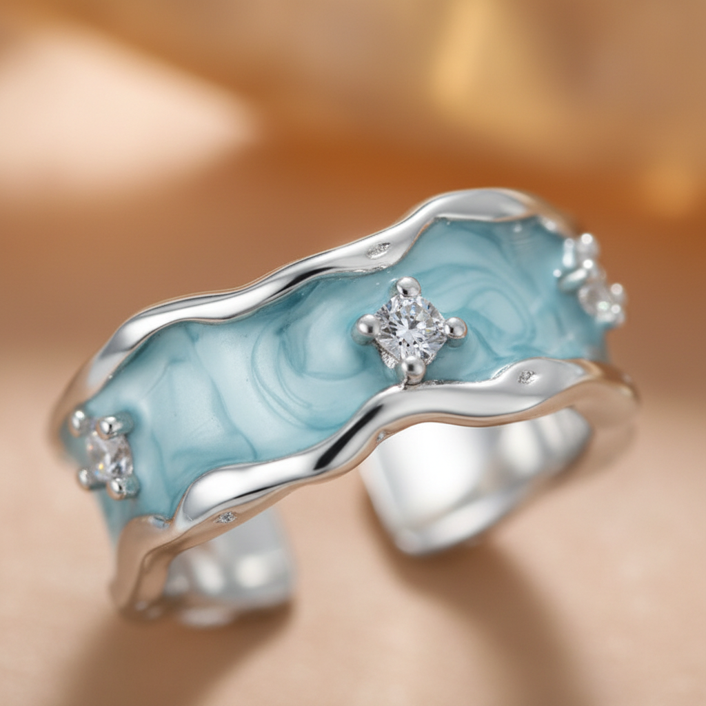 Anel Esmalte Aqua — macro