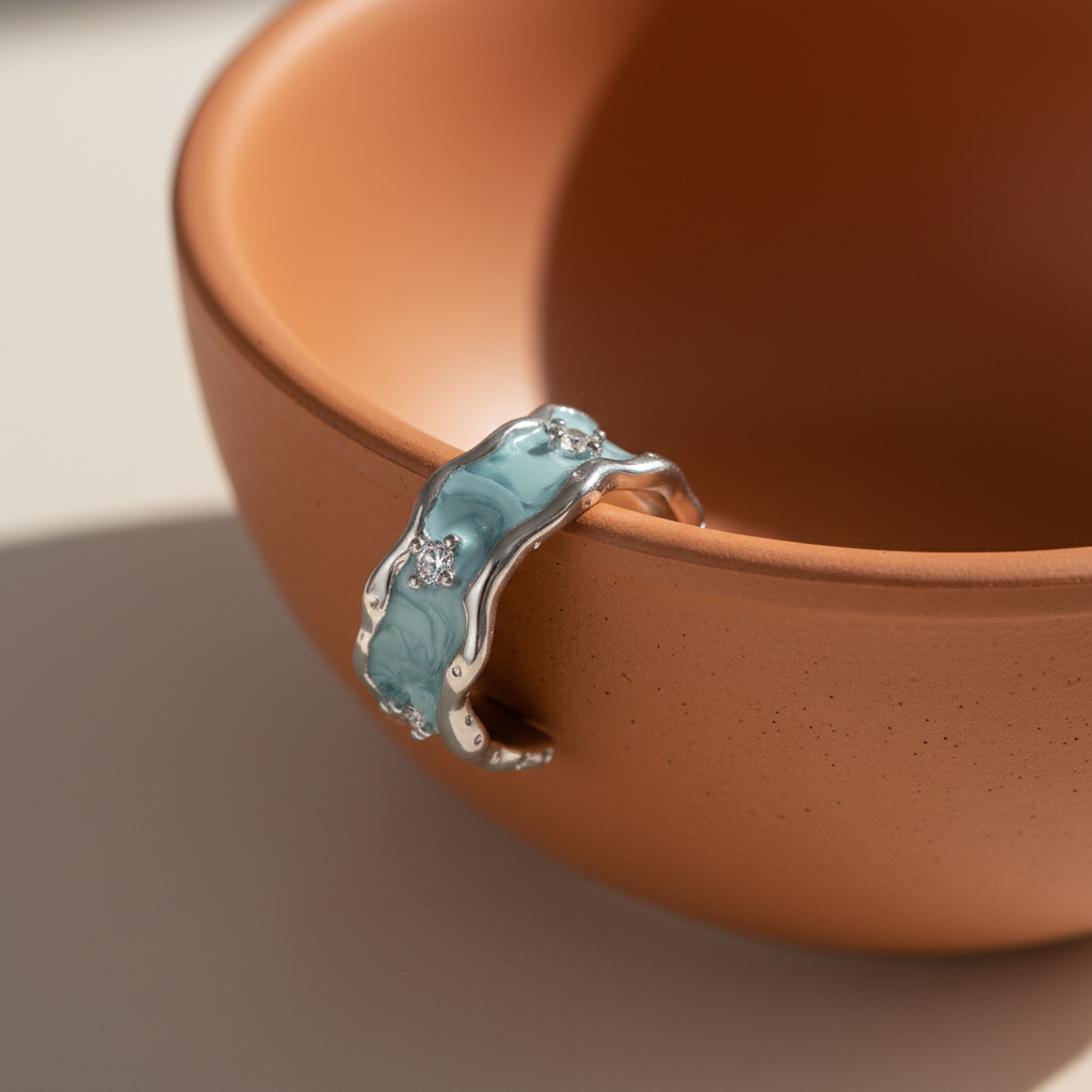 Anel Esmalte Aqua — taça terracota