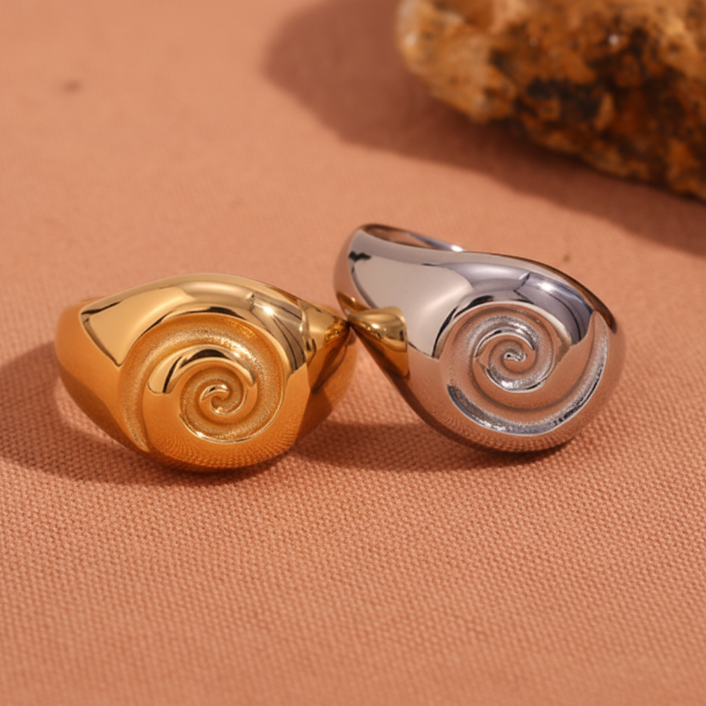 Anel Espiral — Gold & Prata juntos