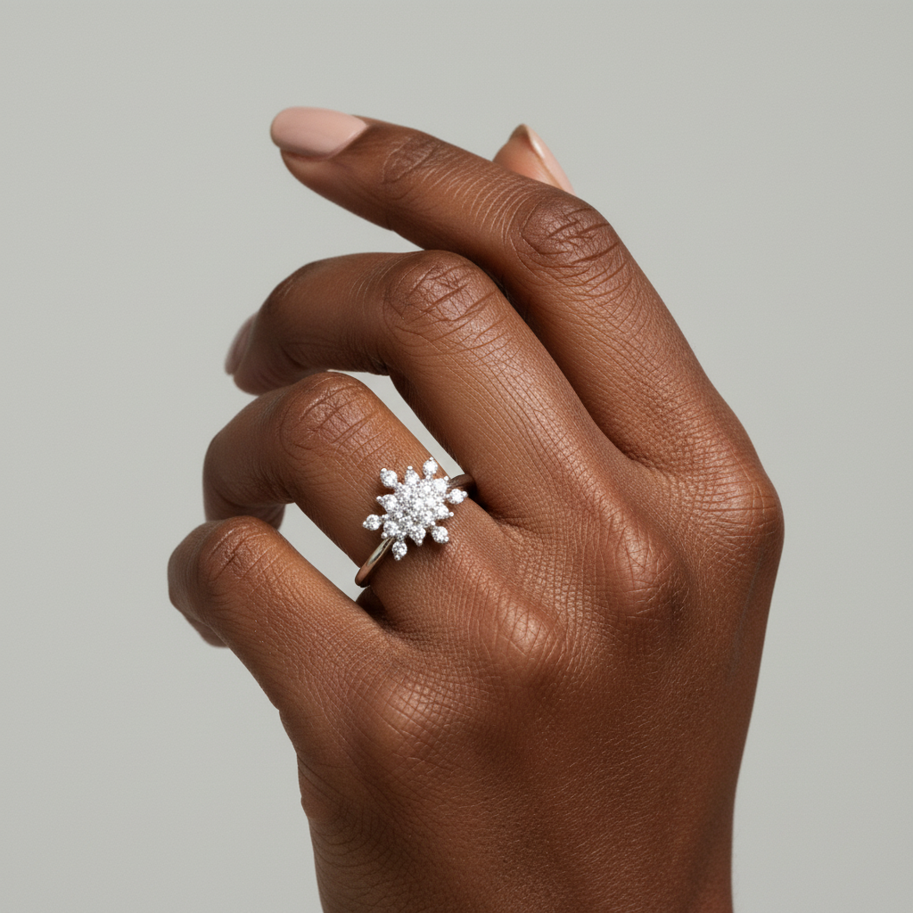Anel Floco Prata — modelo negra