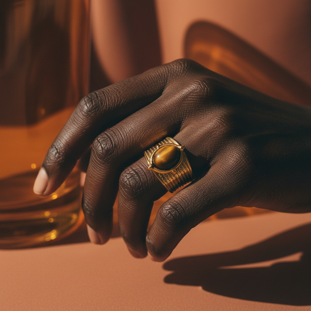 Anel Olho de Tigre — modelo negra