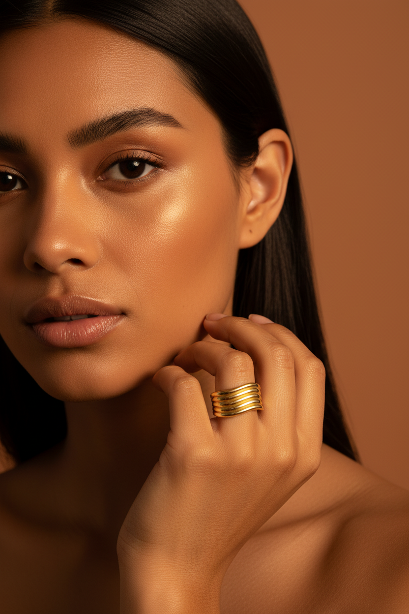 Anel Ondas Gold — modelo amazónica
