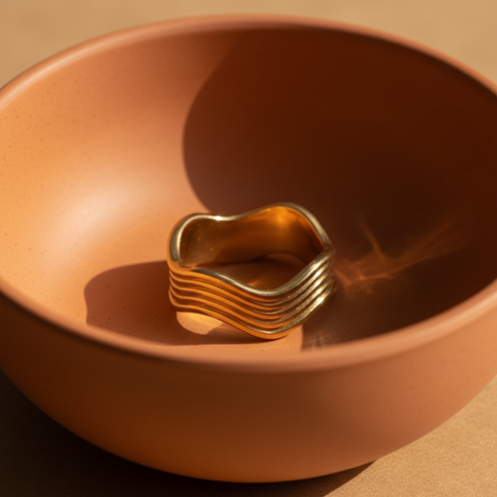 Anel Ondas Gold v2 — taça