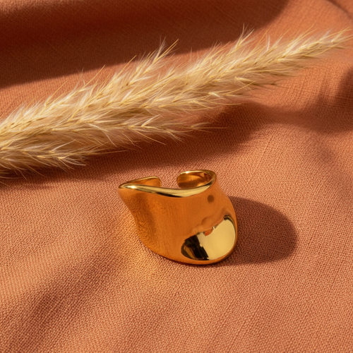 Anel Orgânico Gold — flat lay