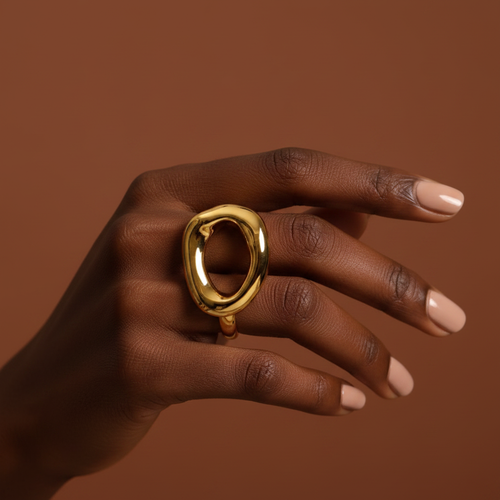 Anel Oval - Modelo Unhas Curtas Nude