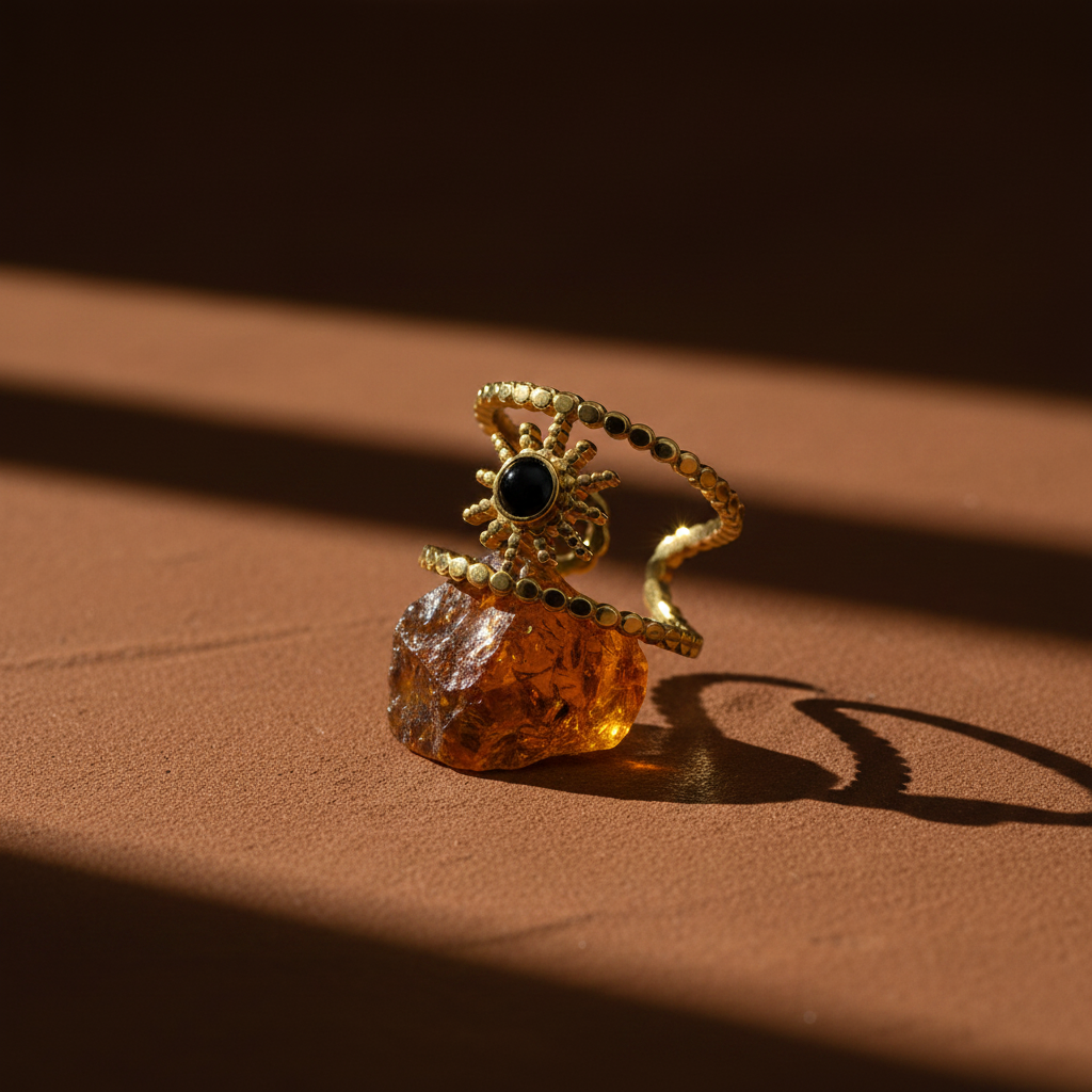 Anel Sol Cristal Âmbar