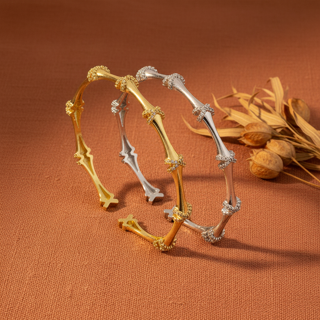 Bangle Esqueleto Dourado & Prateado — duo