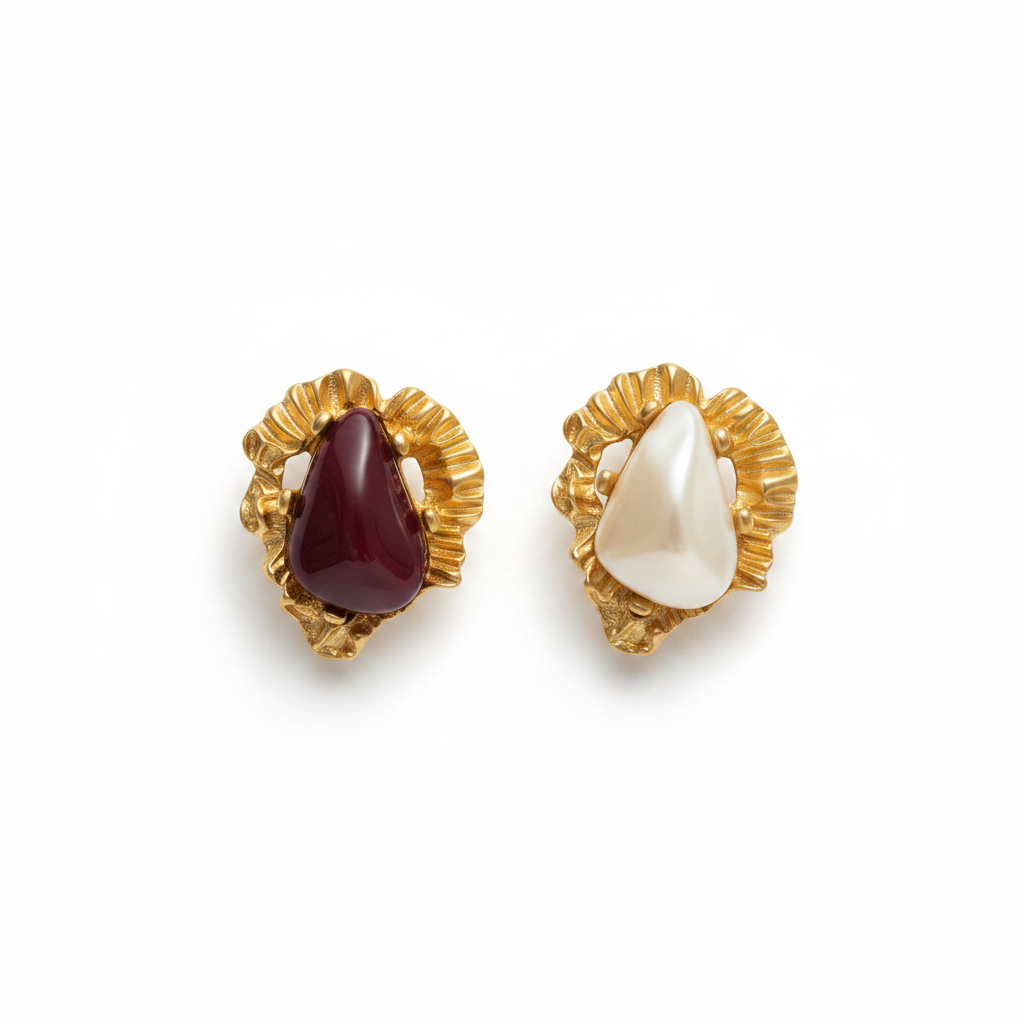 Brinco Écaille Dorée — borgonha + nácar