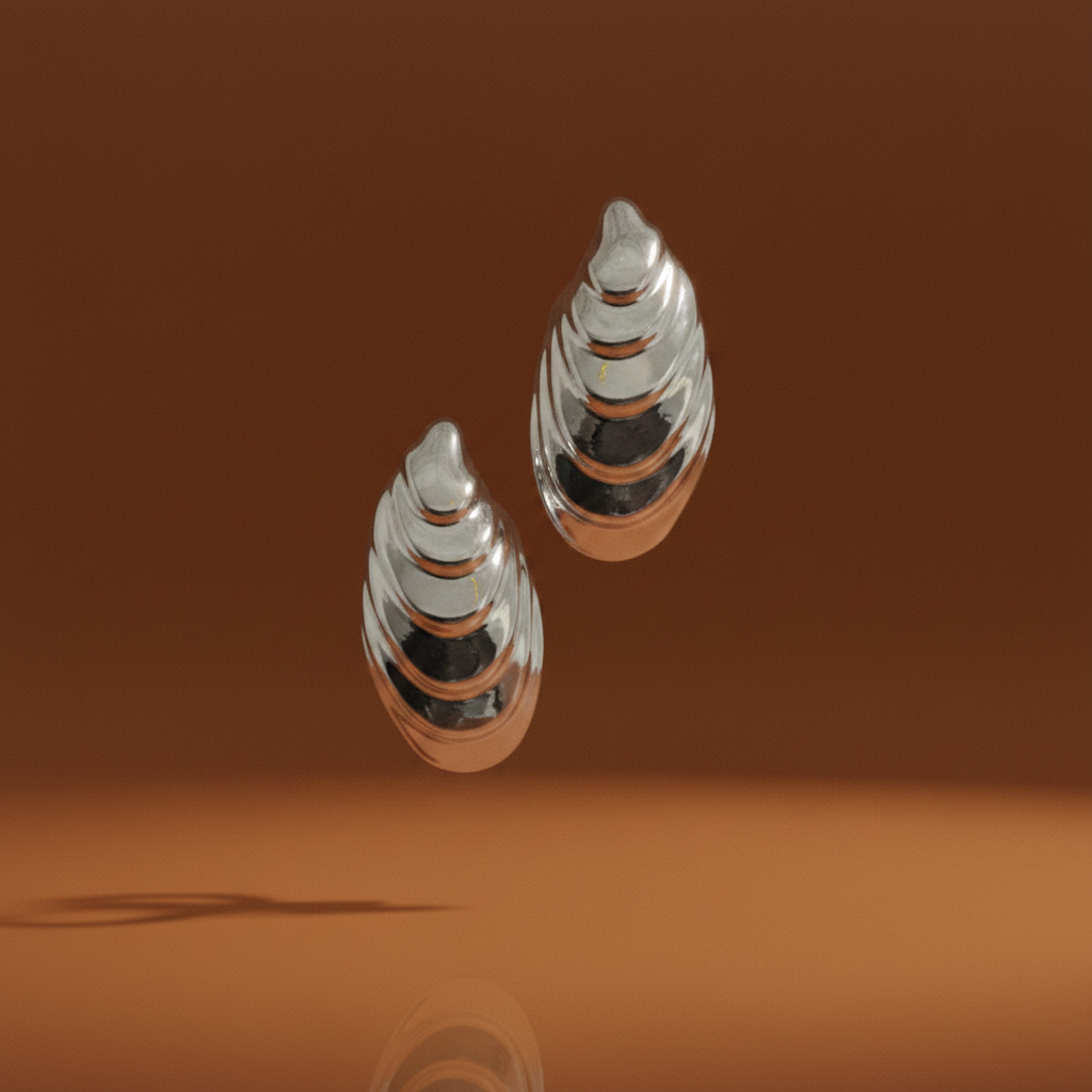 Brinco concha prateado — terracota dark