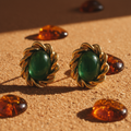 Brinco Verde Cabochão — terracota