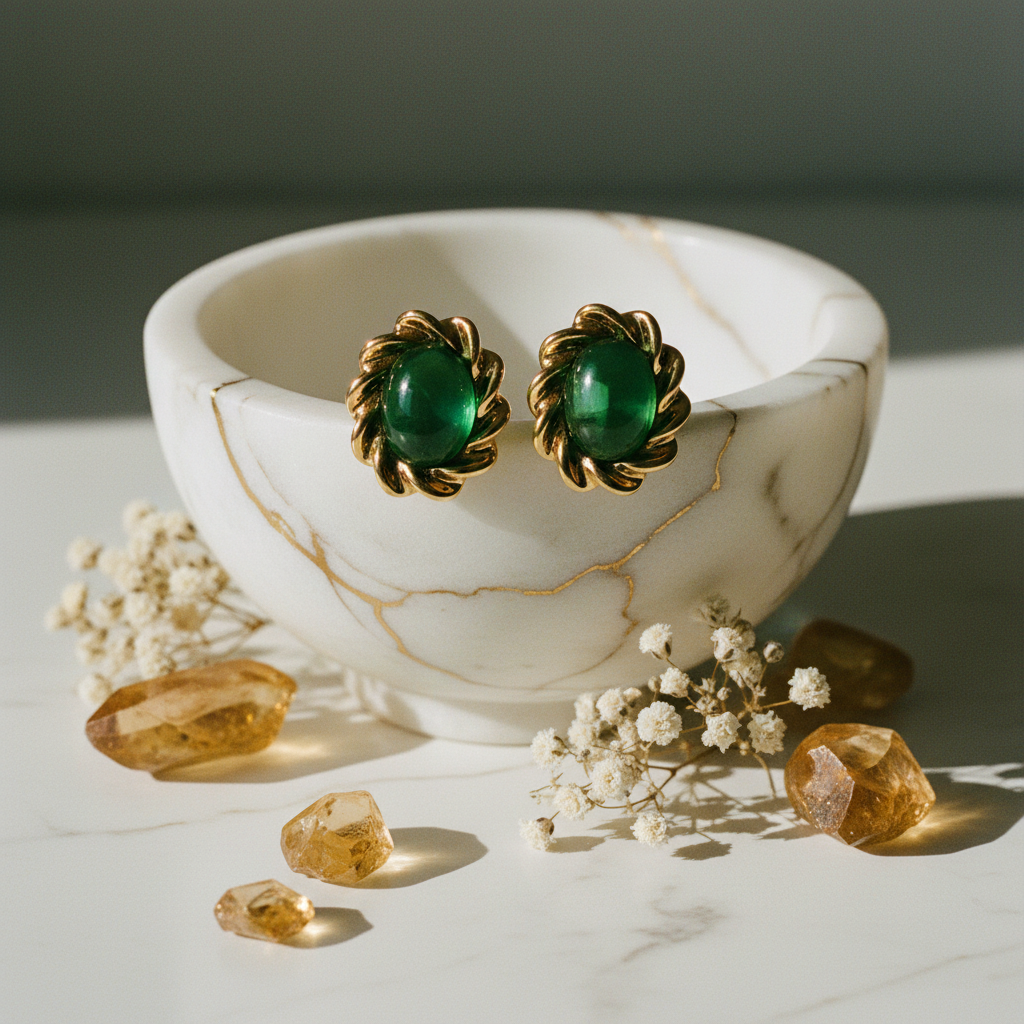 Brinco Verde — mármore branco