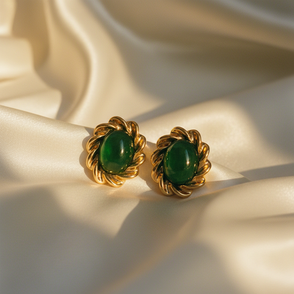 Brinco Verde — seda ivory