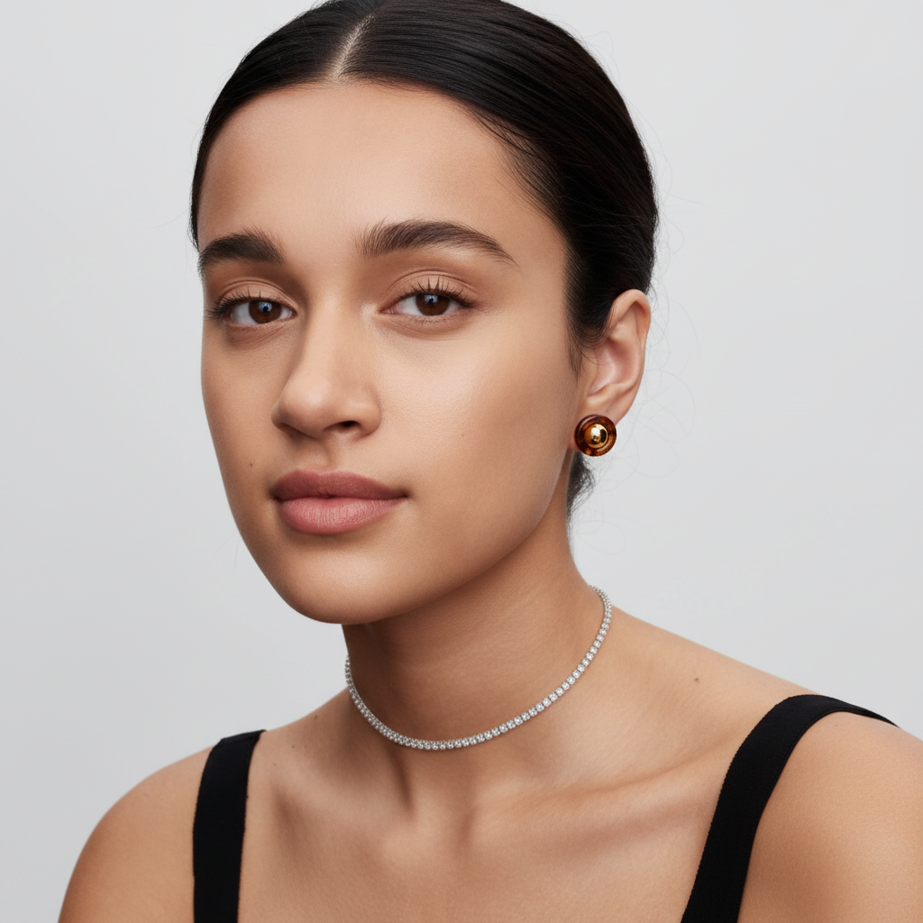 Brincos Ambre — modelo tamanho real