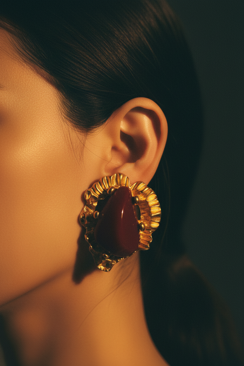 Brincos Borgonha — editorial orelha