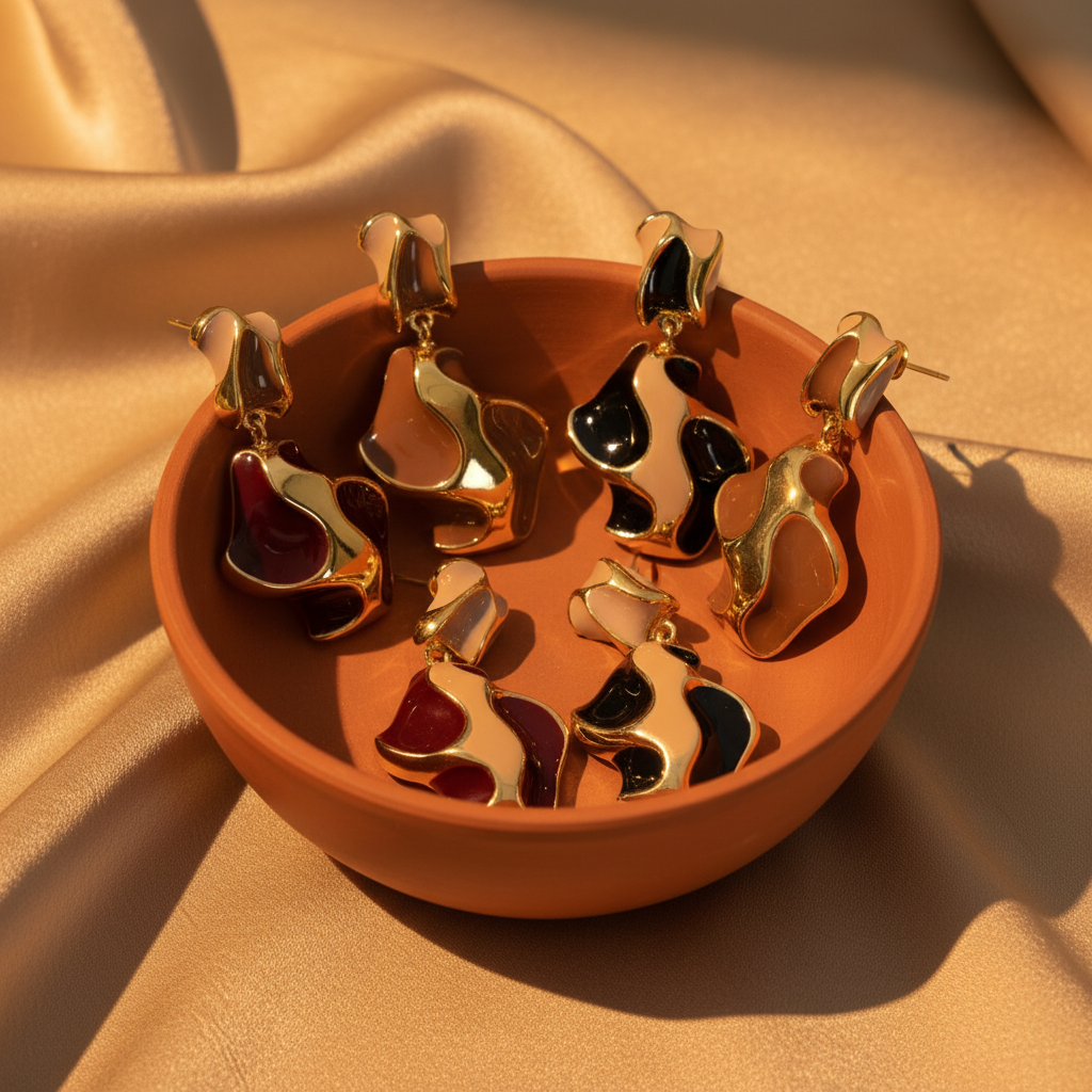 Brincos Esmalte — Taça Terracota