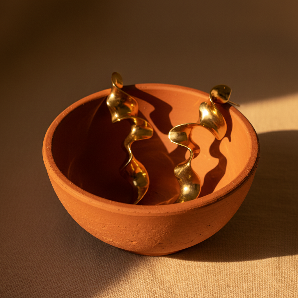 Brincos Espiral — Taça Terracota