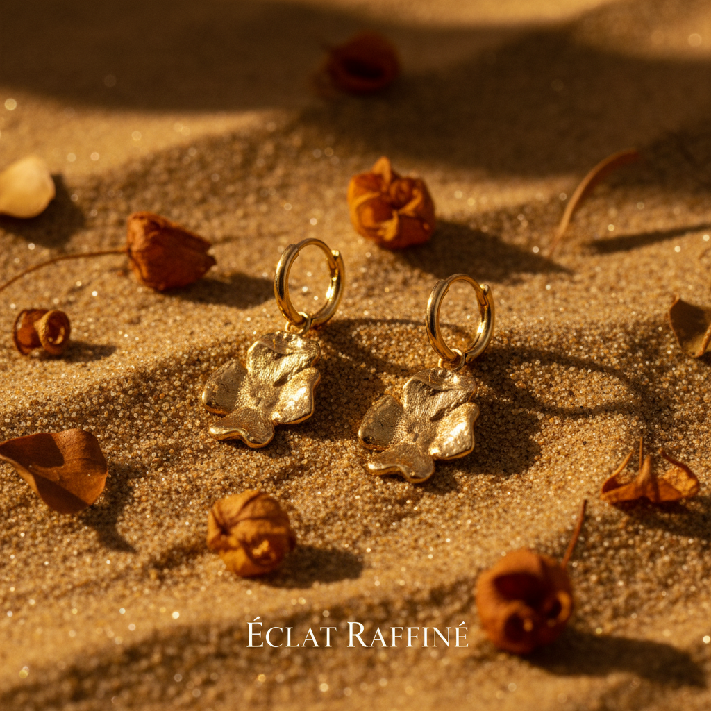 Brincos Flor Gold — areia
