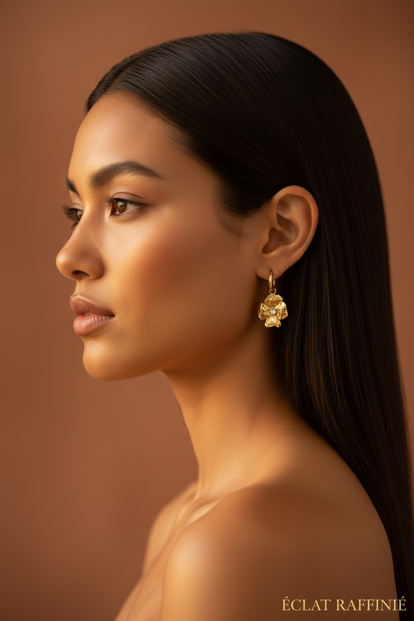 Brincos Flor Gold — modelo afastada