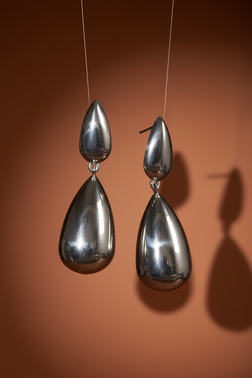 Brincos Gota Prata Suspensos