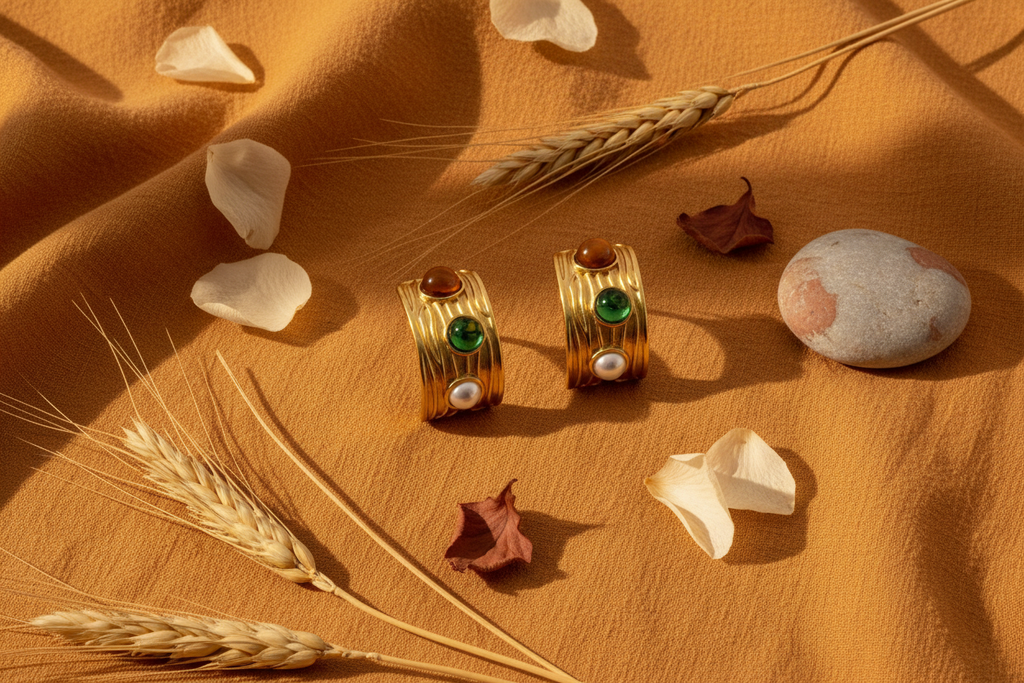 Brincos Pedras — Flat Lay