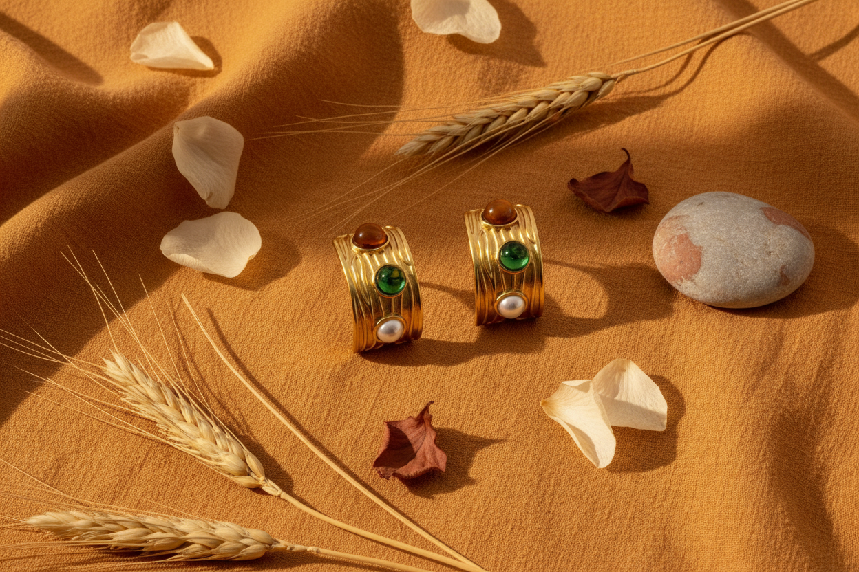 Brincos Pedras — Flat Lay