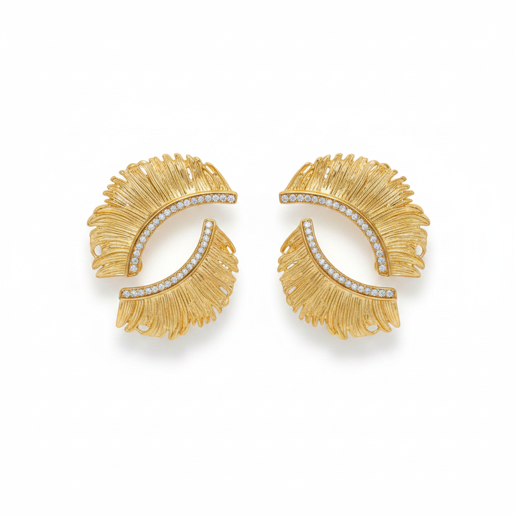 Brincos Plume — flat-lay branco