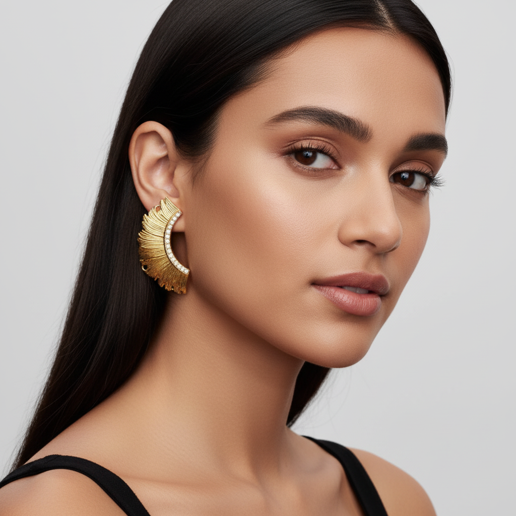 Brincos Plume — modelo escolhida