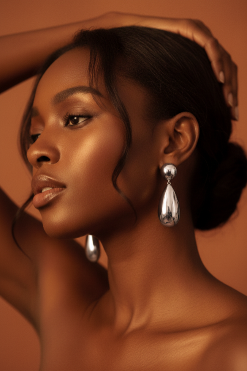 Brincos Prata Modelo Negra