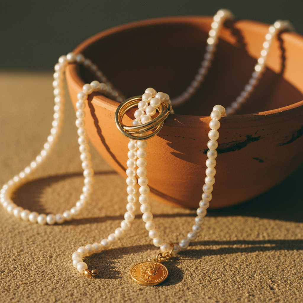 Colar Lariat — taça terracota