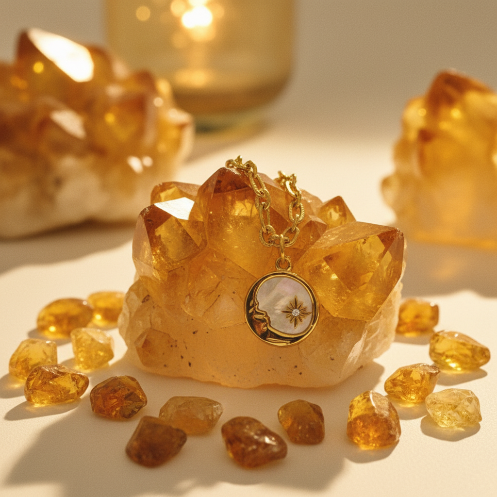 Colar Lua — cristais gold