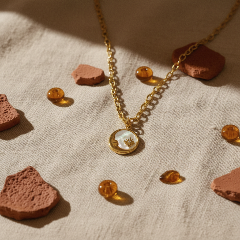 Colar Lua — linho terracota âmbar