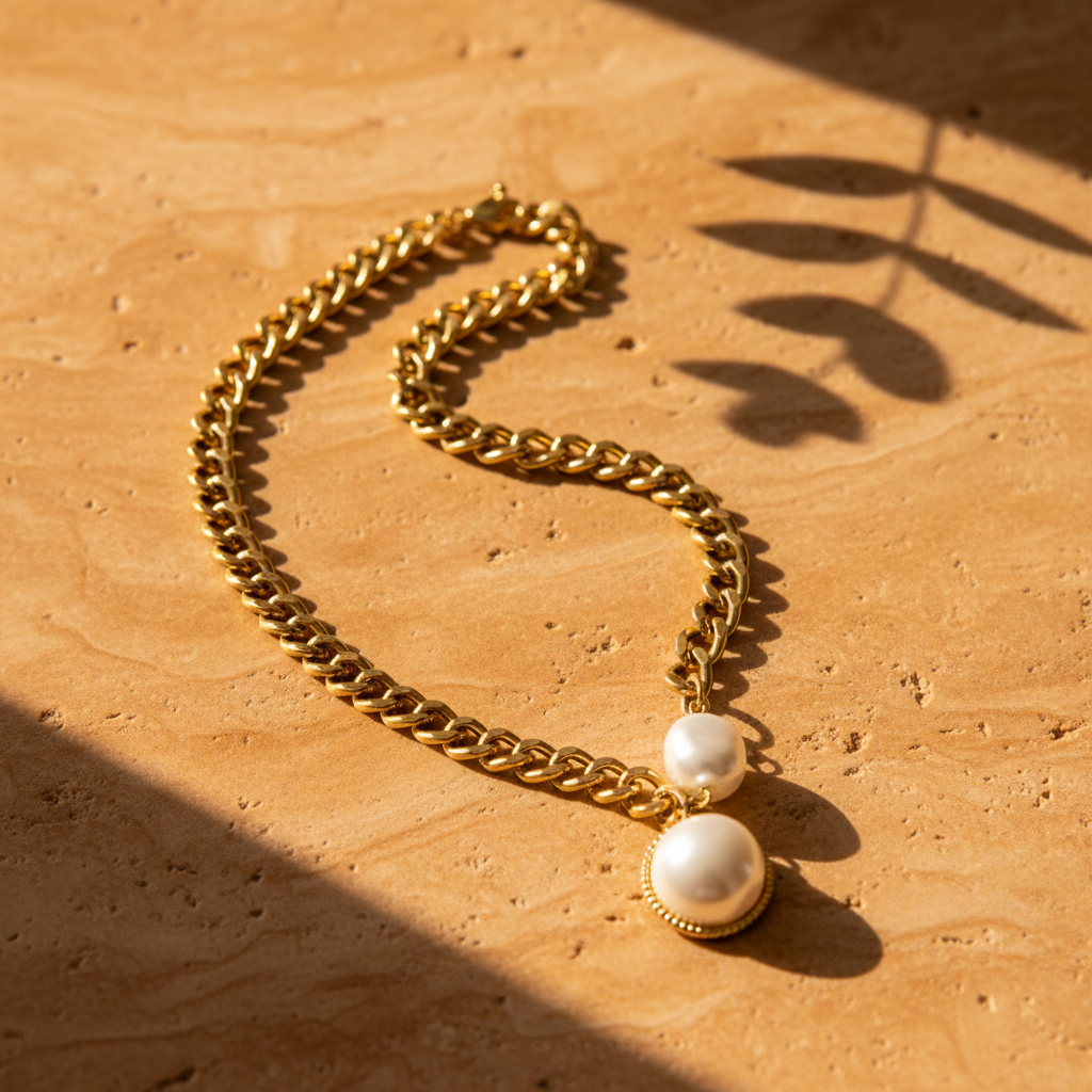 Colar Pérola Cubana — S-curve Travertine