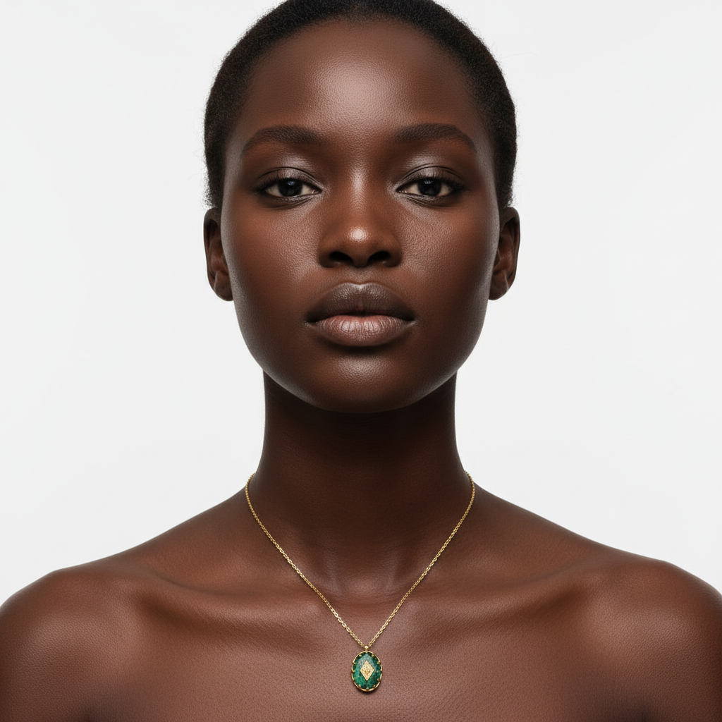 Colar Pedra Verde modelo negra