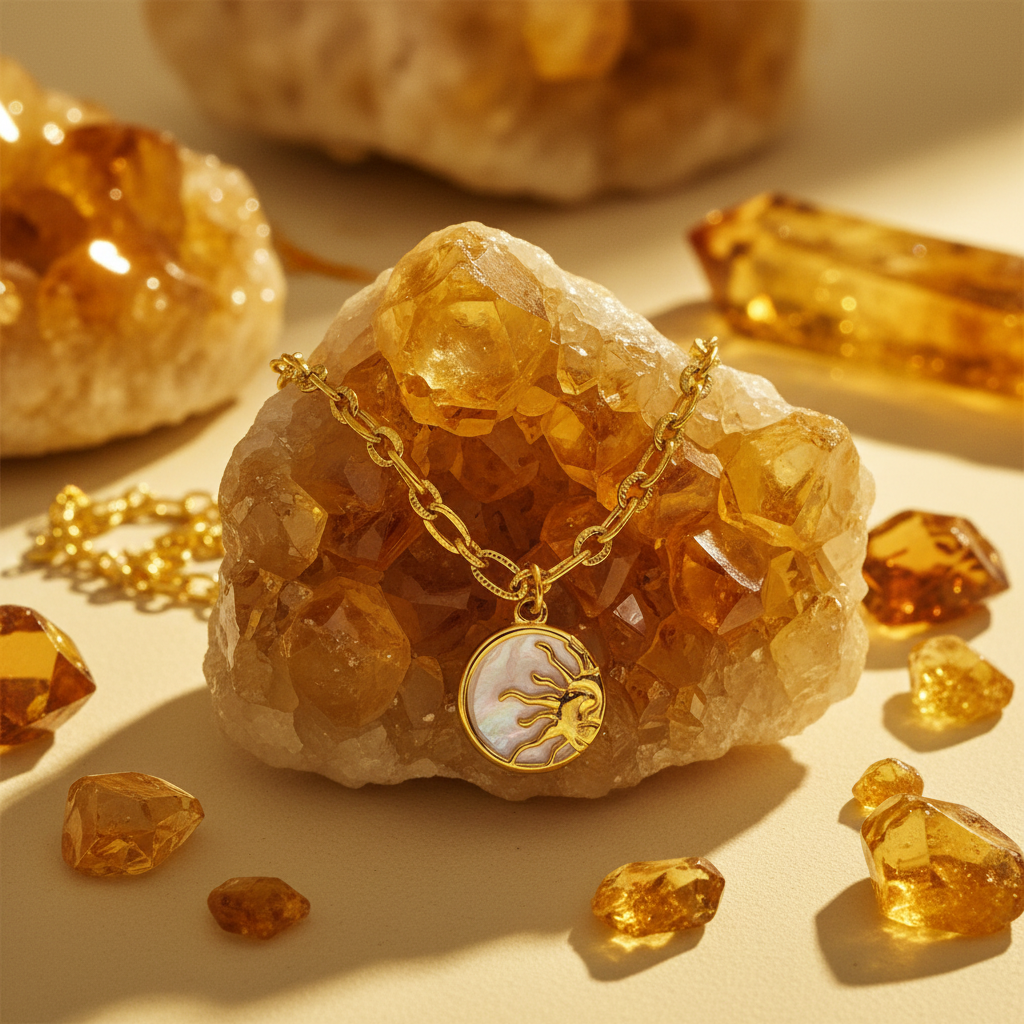 Colar Sol — cristais gold