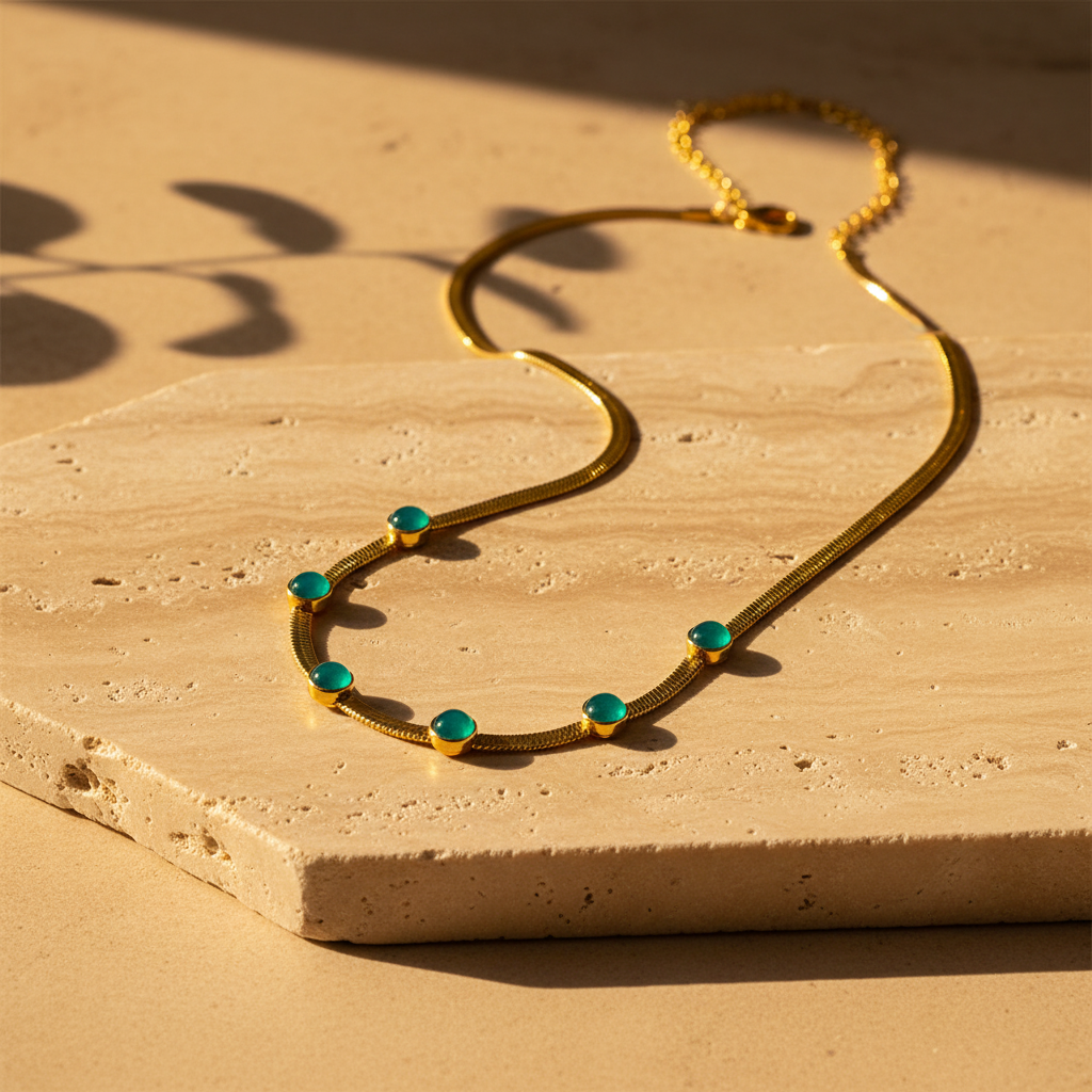 Colar Turquesa — Travertine S-curve