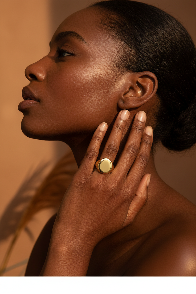 Modelo - Anel Signet Dourado