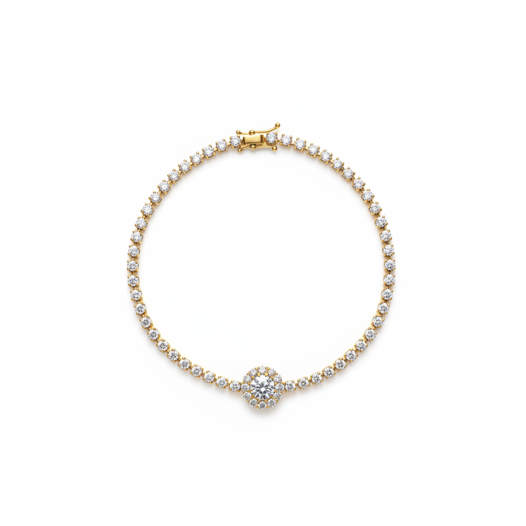 Pulseira Céleste Ouro — círculo fundo branco