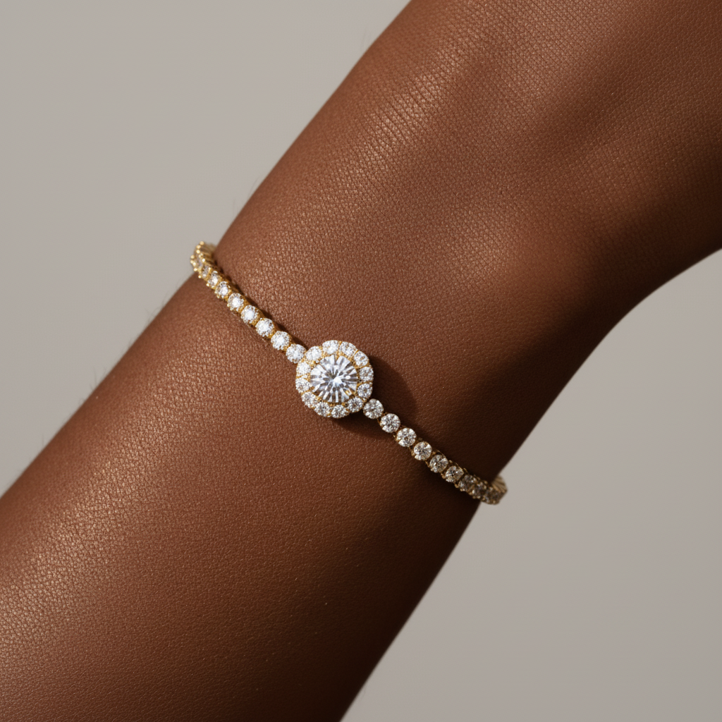 Pulseira Céleste Ouro — modelo negra