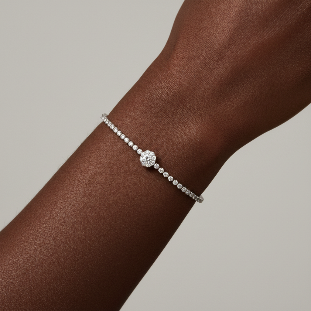 Pulseira Céleste Prata — modelo negra